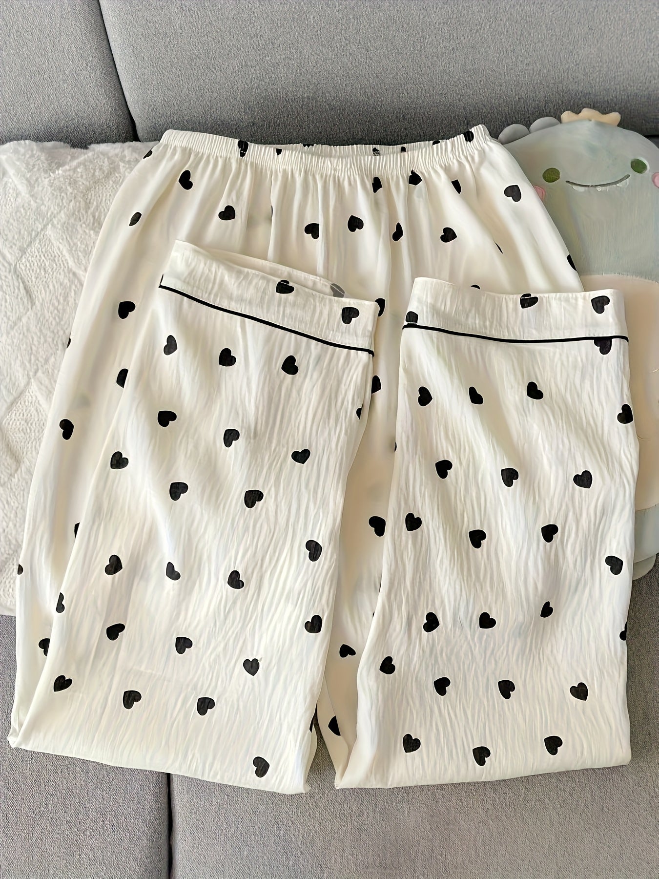 Damen Pyjama Set Herz Print