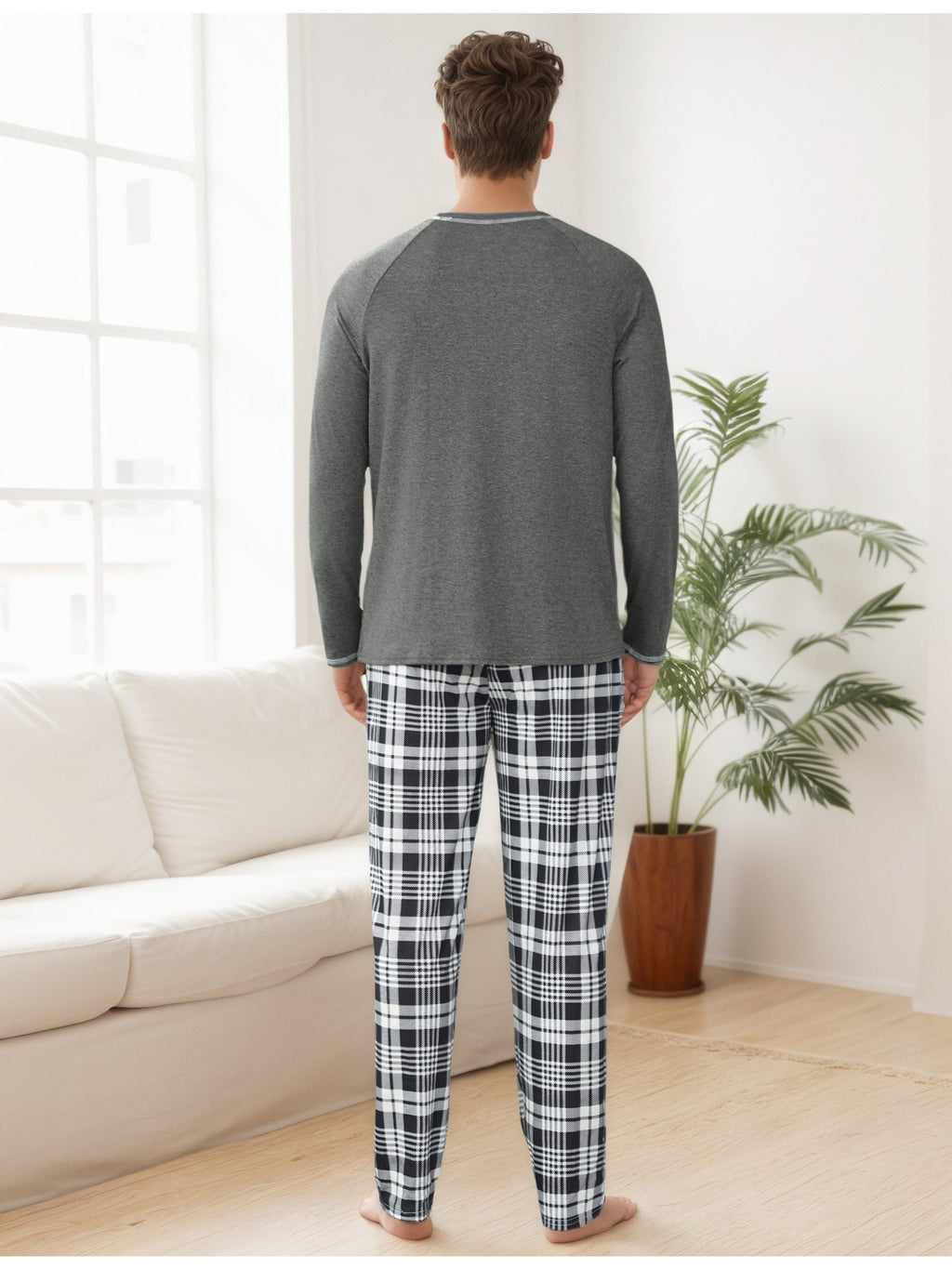Herren Baumwoll Pyjama Streifen Winter