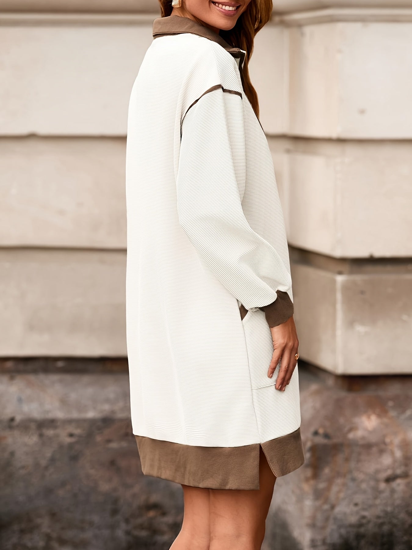 Damen Oversize Sweatshirt Kleid Zip