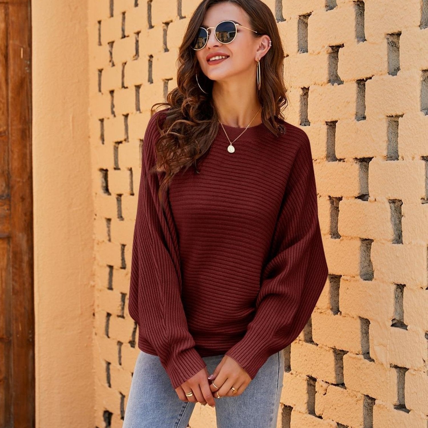 Damen Oversize Ripp Sweatshirt