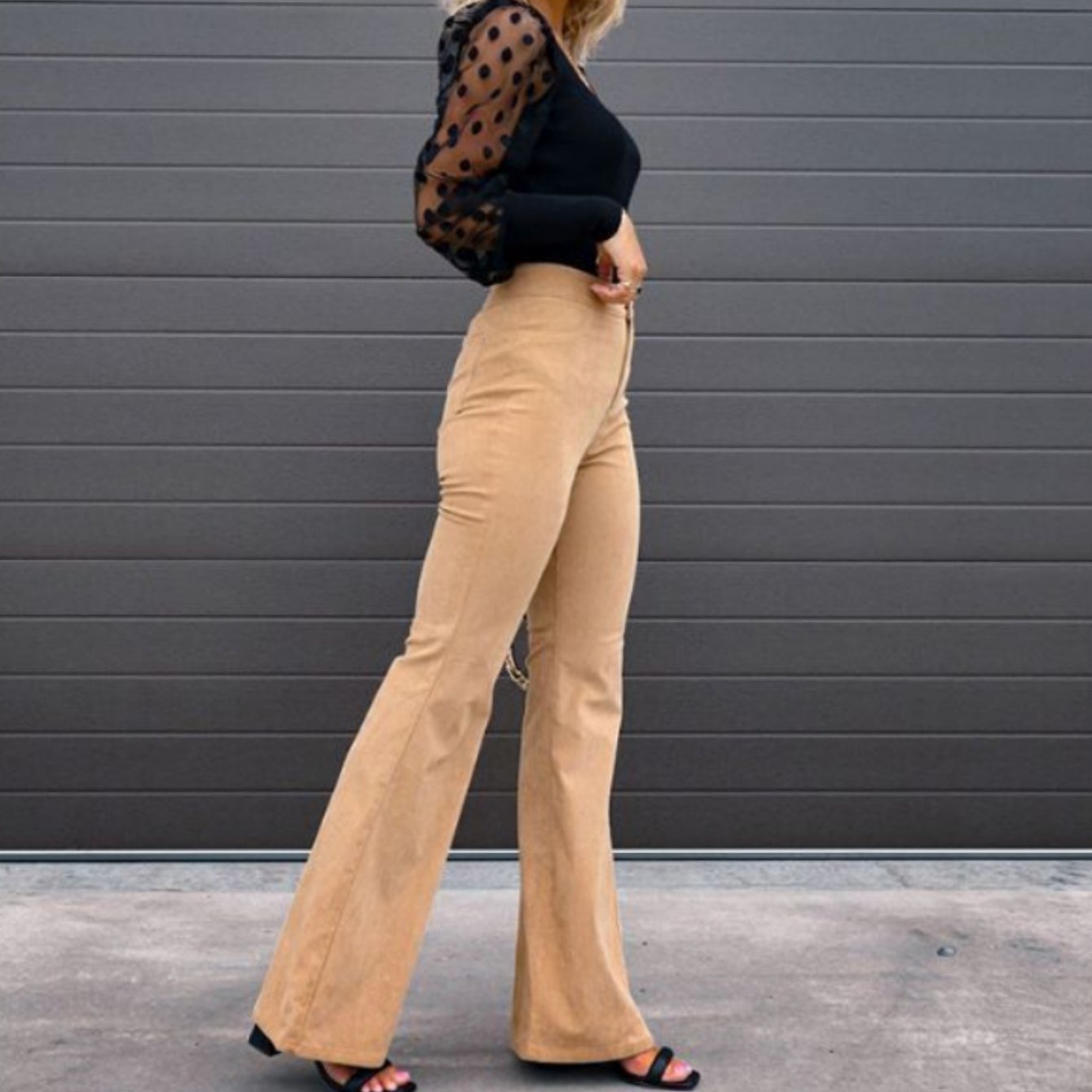 Damen Cordhose Slim Fit Flare
