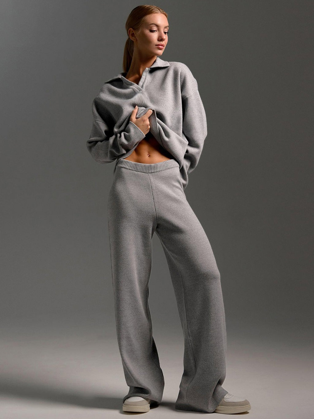 Damen Strick Zweiteiler Casual Elegant