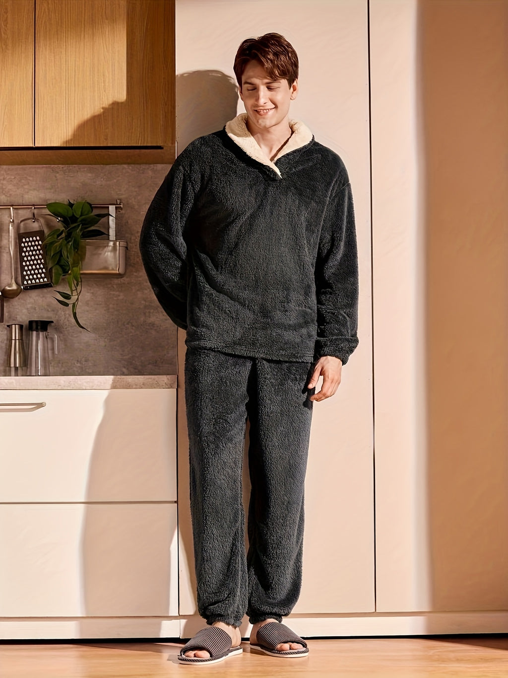 Herren Winter Pyjama Coral Fleece