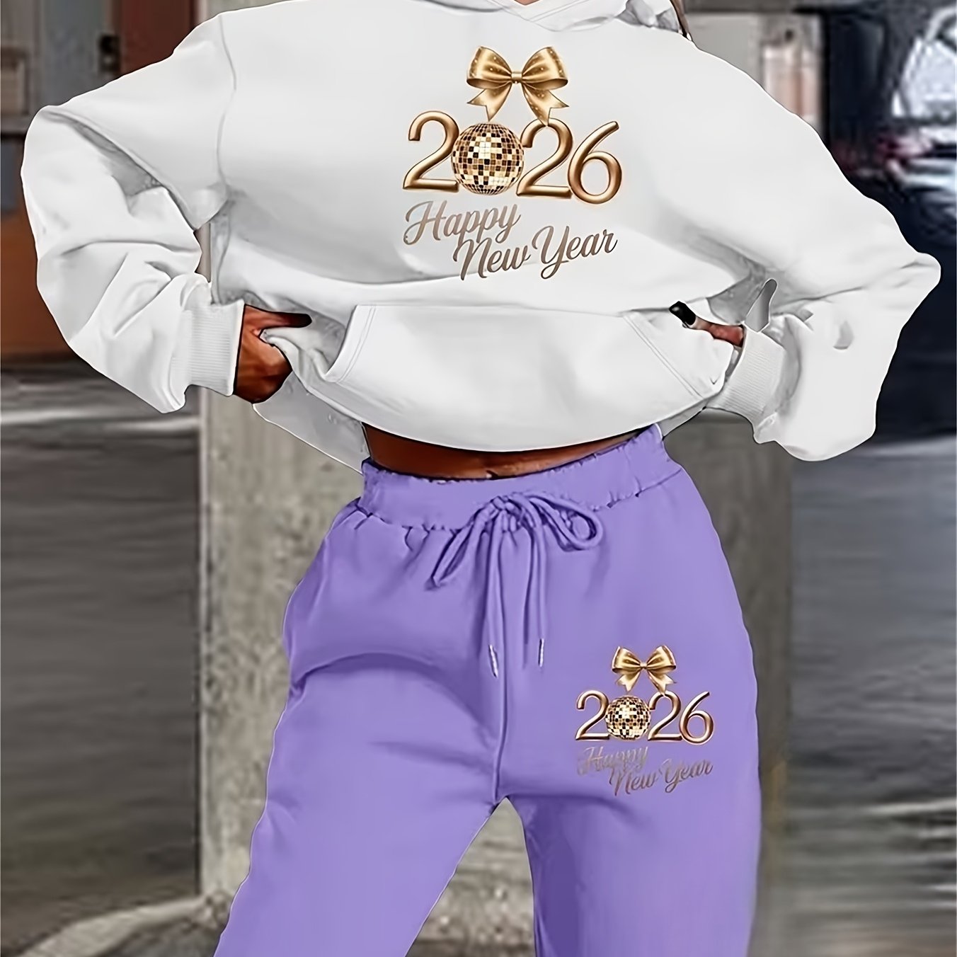 Damen Hoodie Hosen Set Print