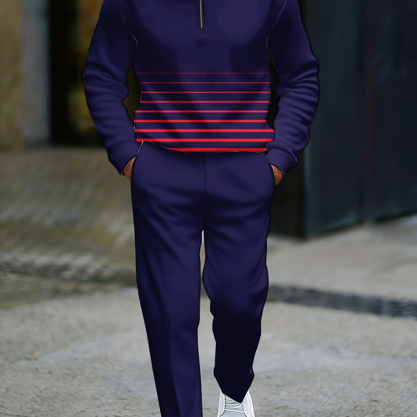Herren Sportanzug Streifen Design