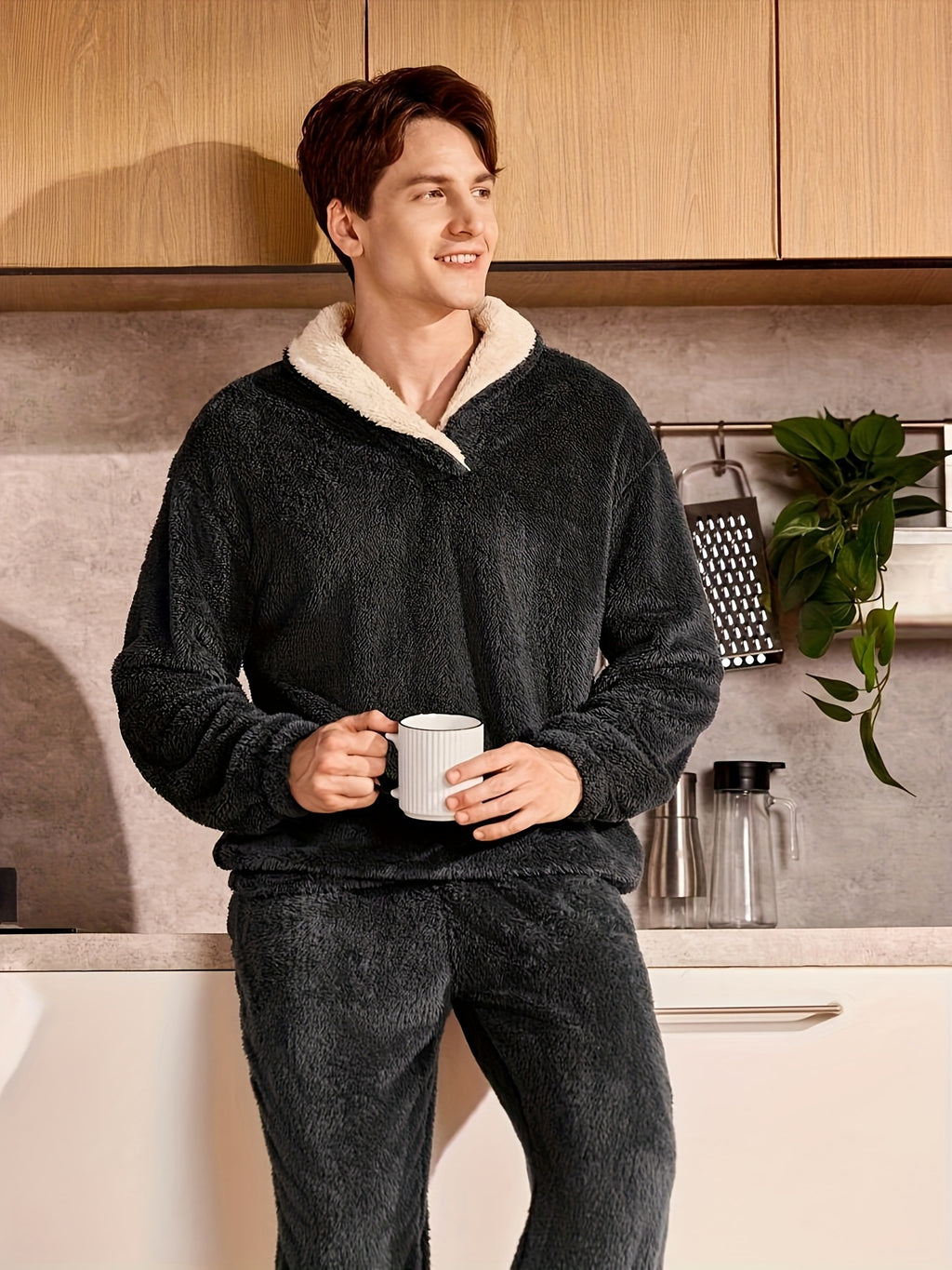 Herren Winter Pyjama Coral Fleece