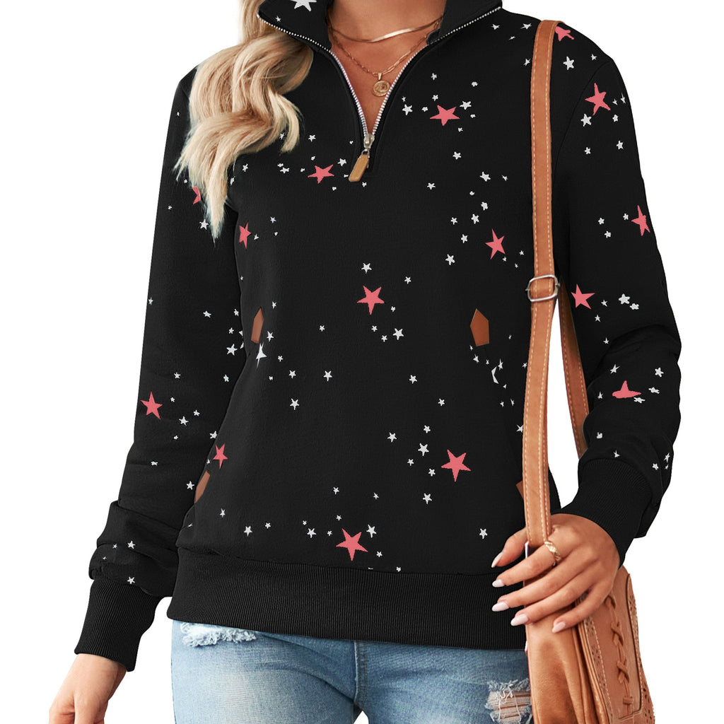 Damen Half Zip Sweatshirt Sterne
