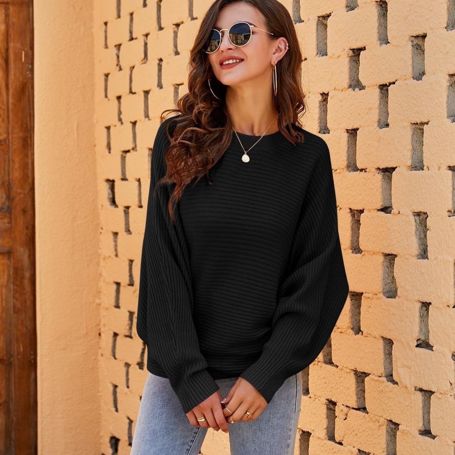 Damen Oversize Ripp Sweatshirt