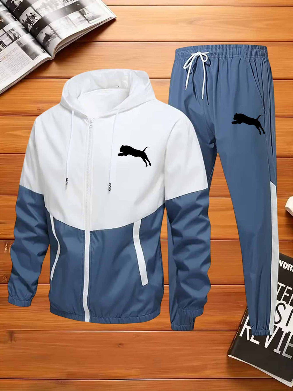 Herren Hoodie Jacken Set Patchwork