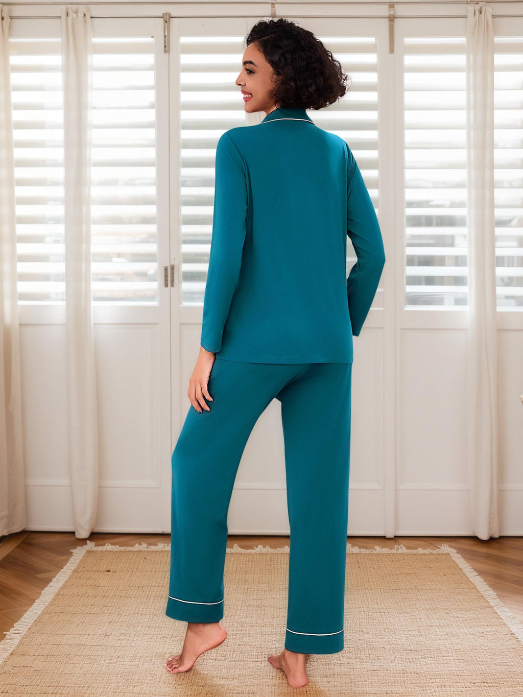 Damen Pyjama Set Knopfleiste
