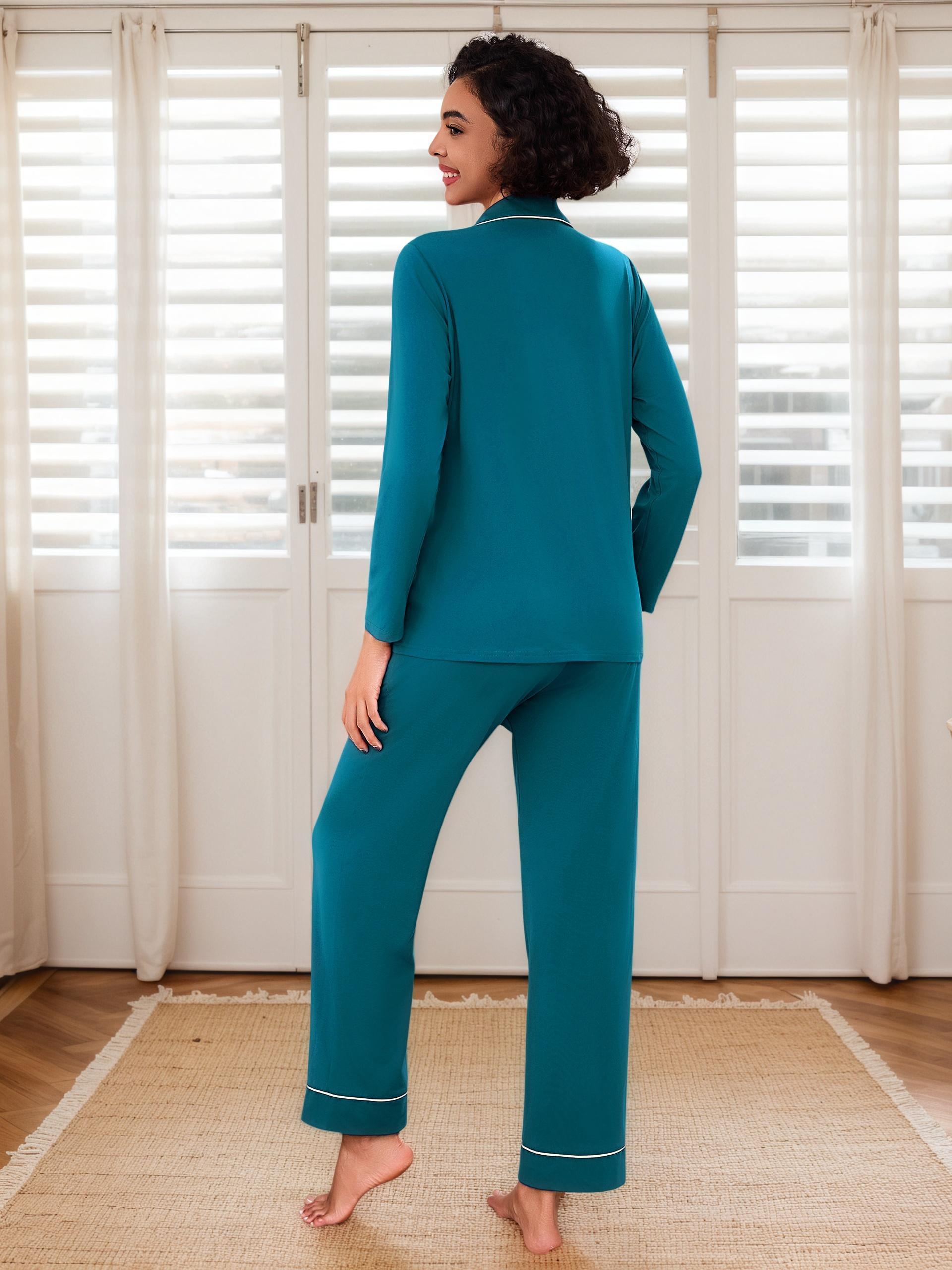 Damen Pyjama Set Knopfleiste