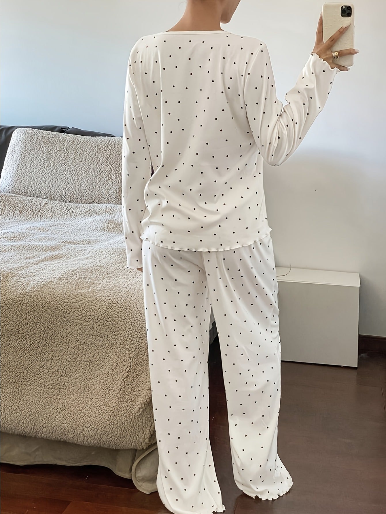Damen Pyjama Set Spitze Schleife