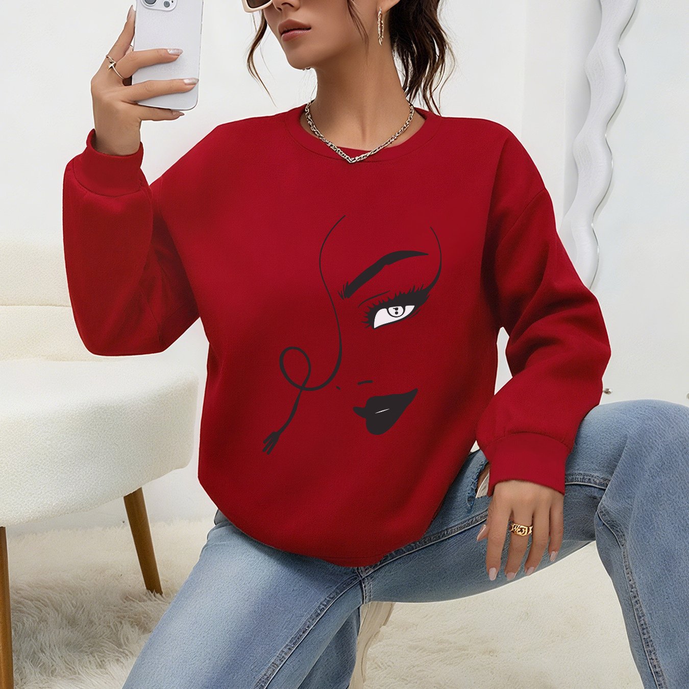 Damen Casual Hoodie Rundhals