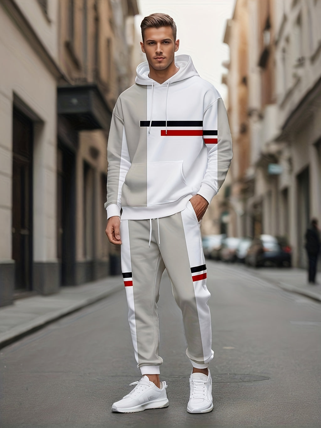 Herren Hoodie Set Geometrisch
