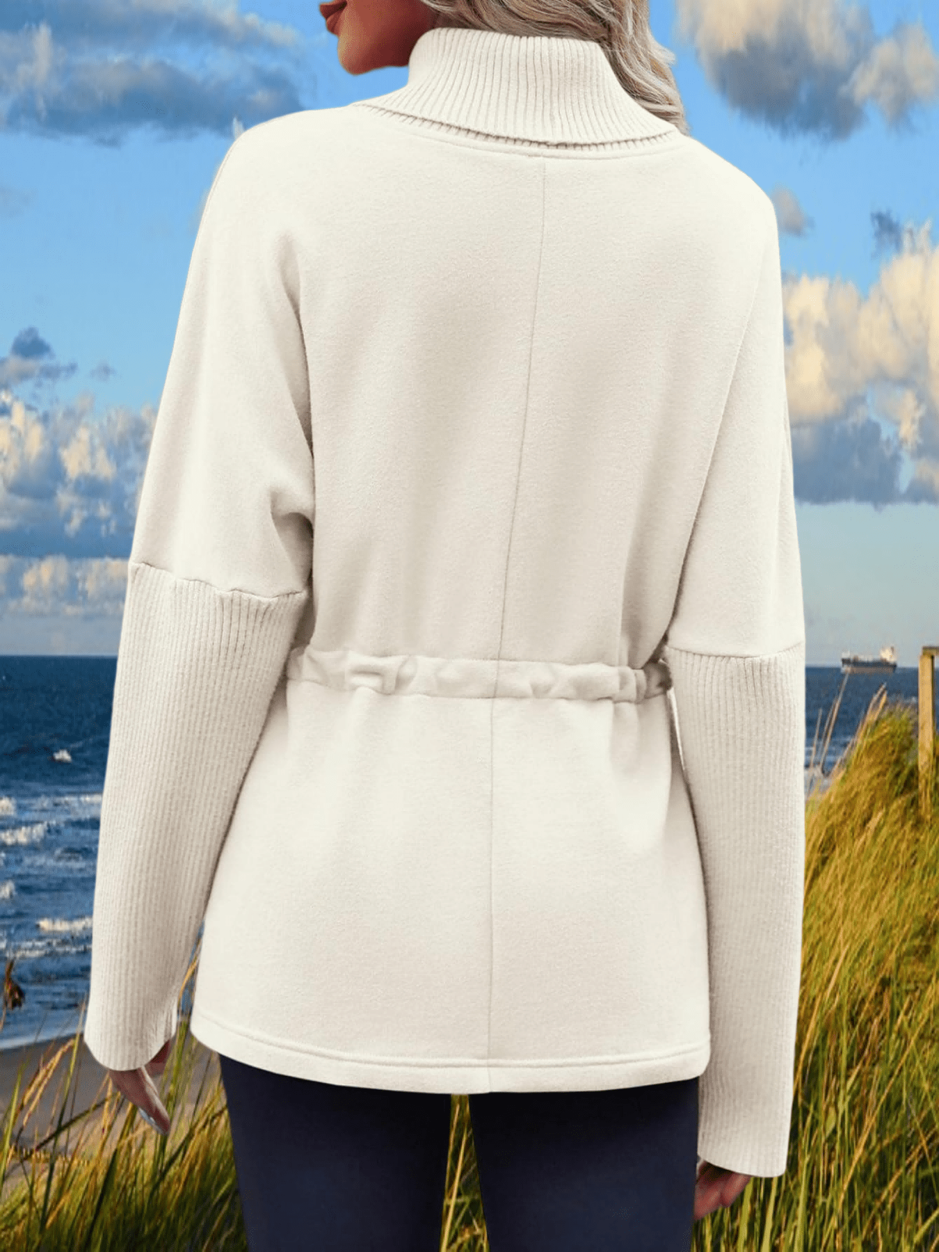 Damen Fleece Pullover Rollkragen