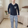 Herren Baumwoll Pyjama Langarm Set