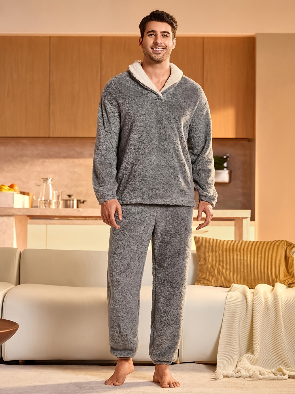 Herren Winter Pyjama Coral Fleece