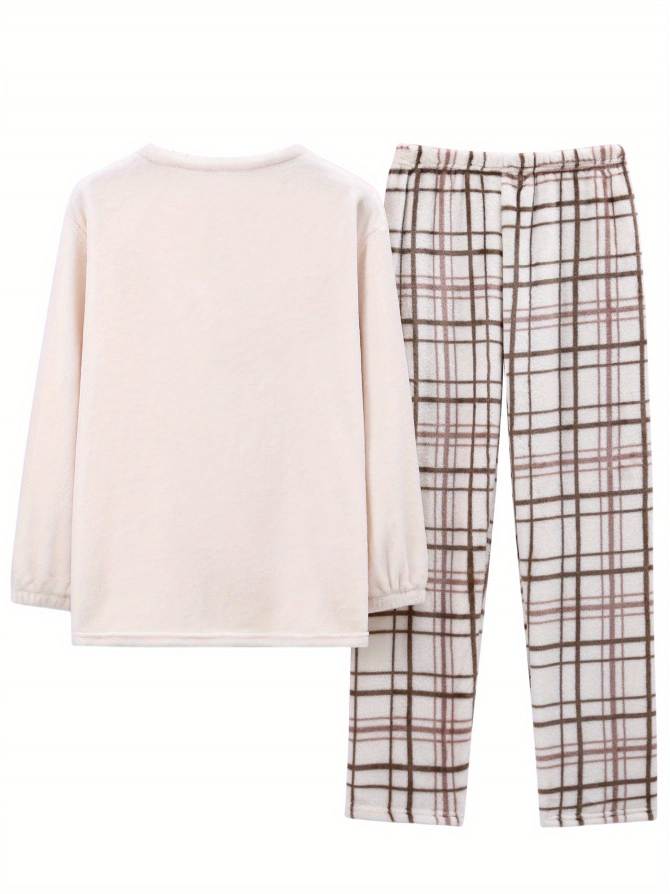 Damen Samt Pyjama Bär Kariert