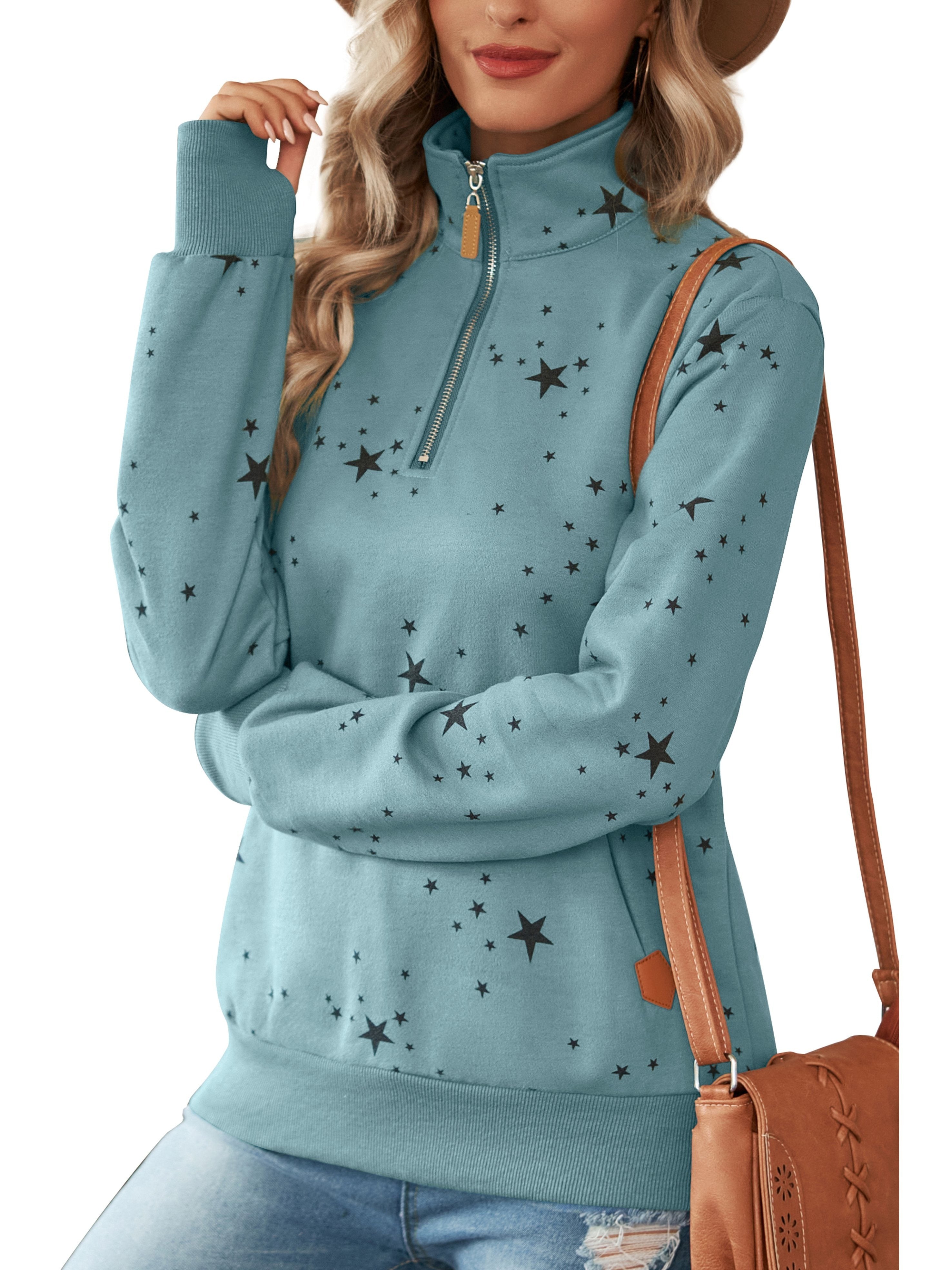 Damen Half Zip Sweatshirt Sterne