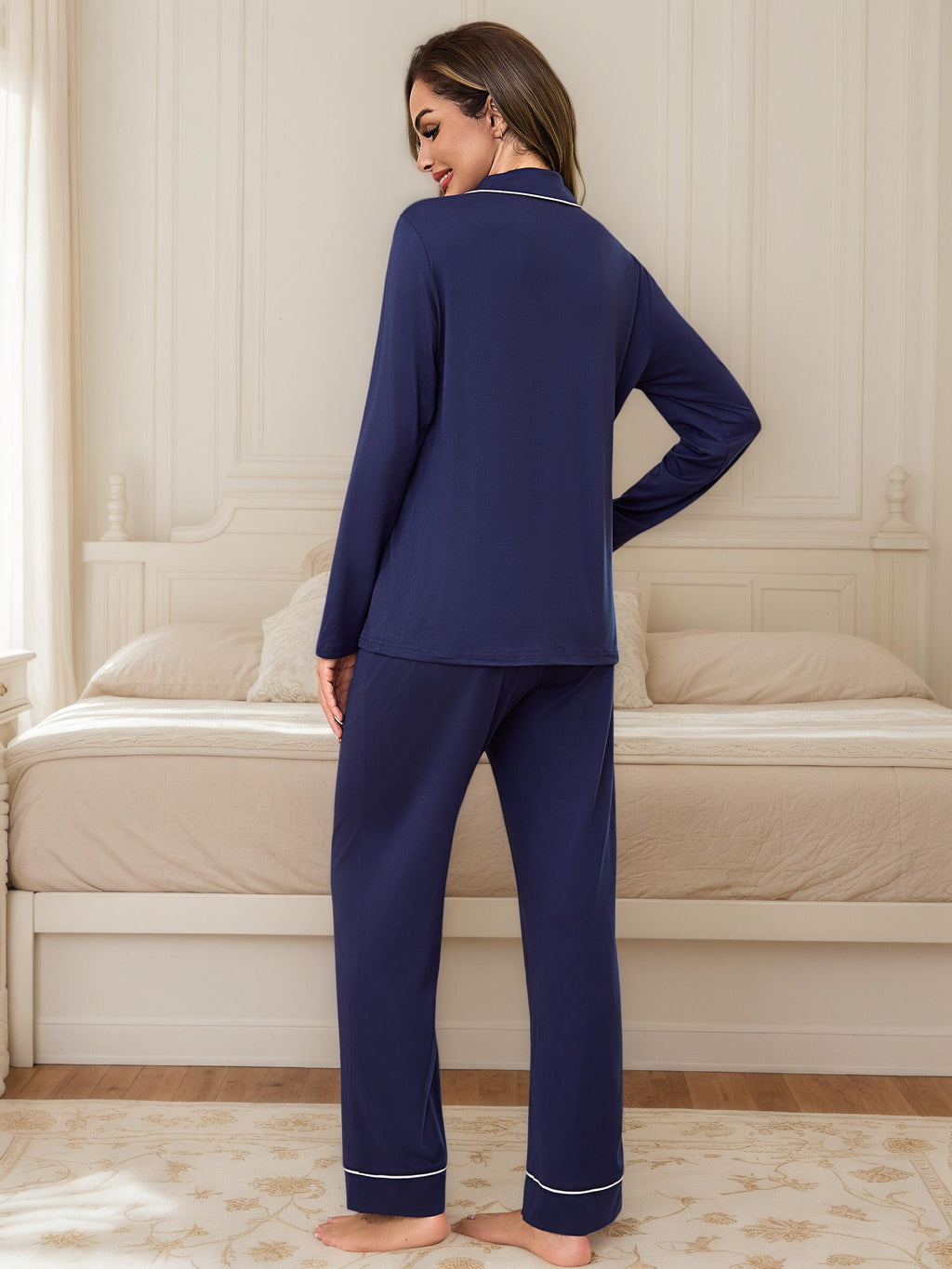 Damen Pyjama Set Knopfleiste