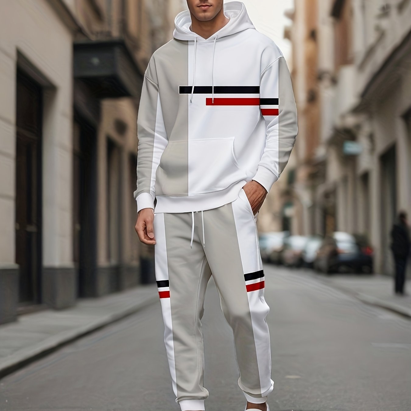 Herren Hoodie Set Geometrisch
