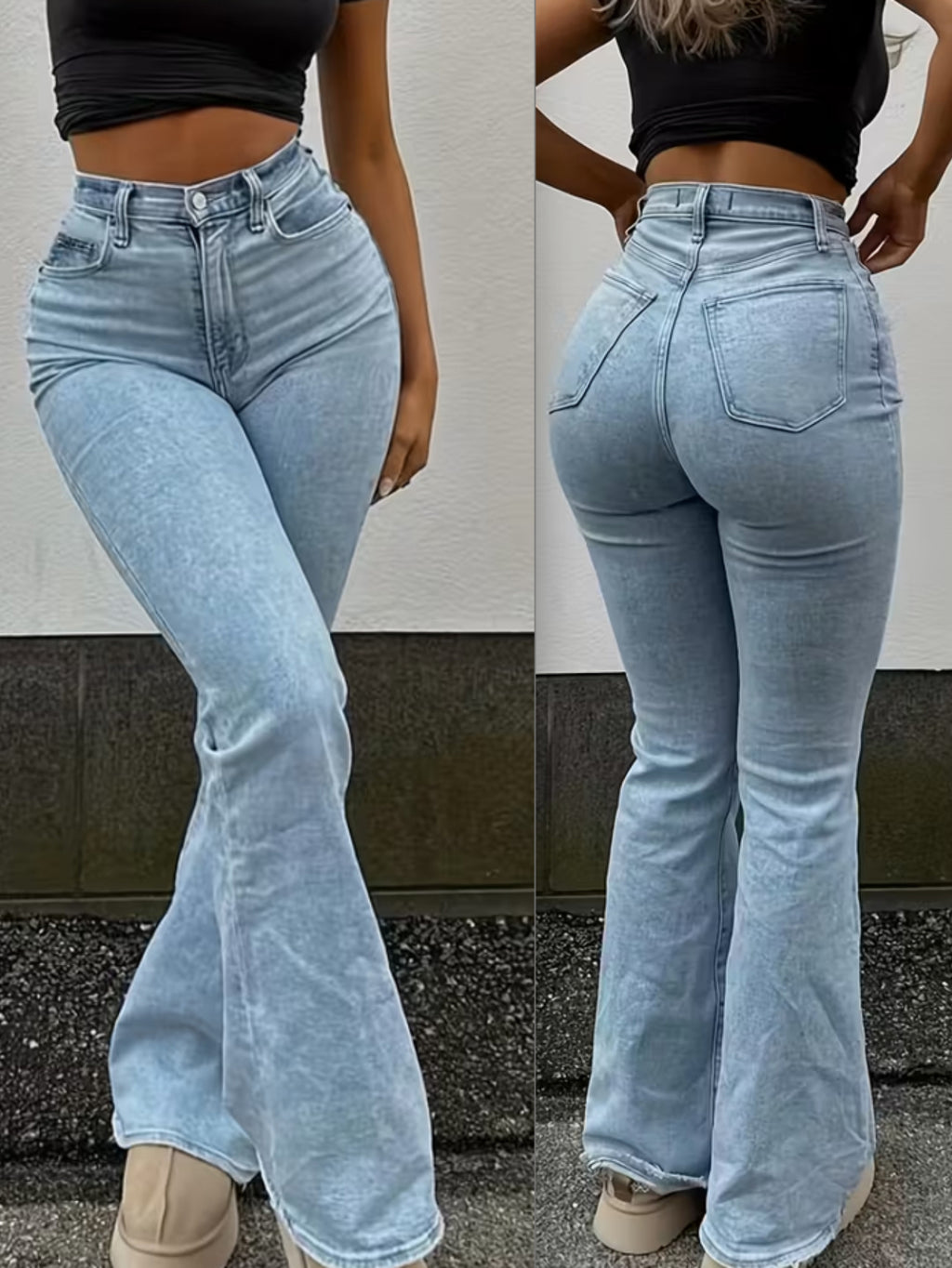 Damen High Waist Flared Jeans