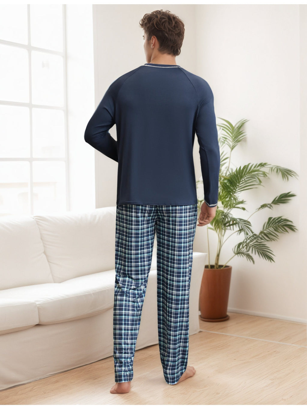 Herren Baumwoll Pyjama Streifen Winter