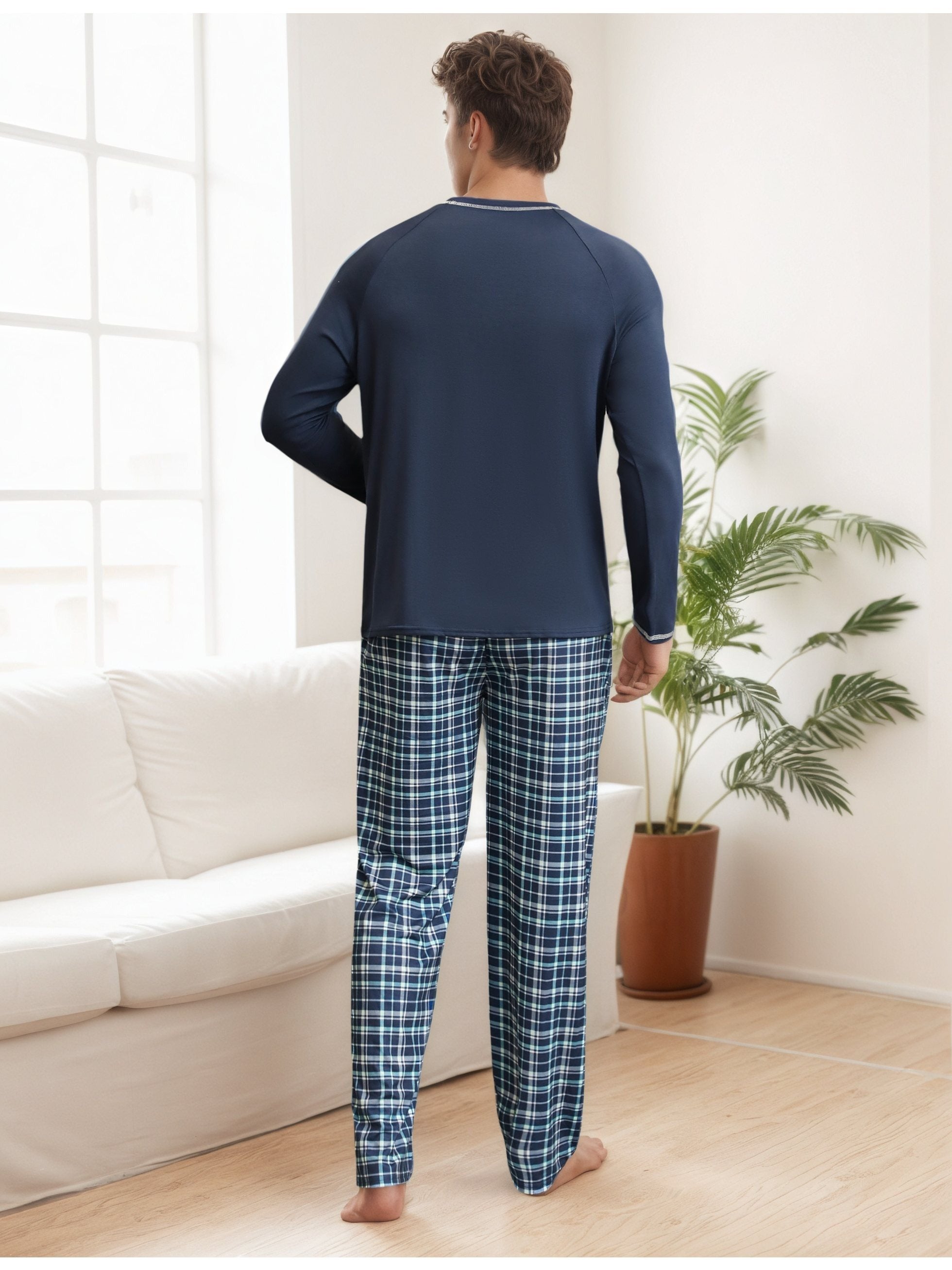 Herren Baumwoll Pyjama Streifen Winter