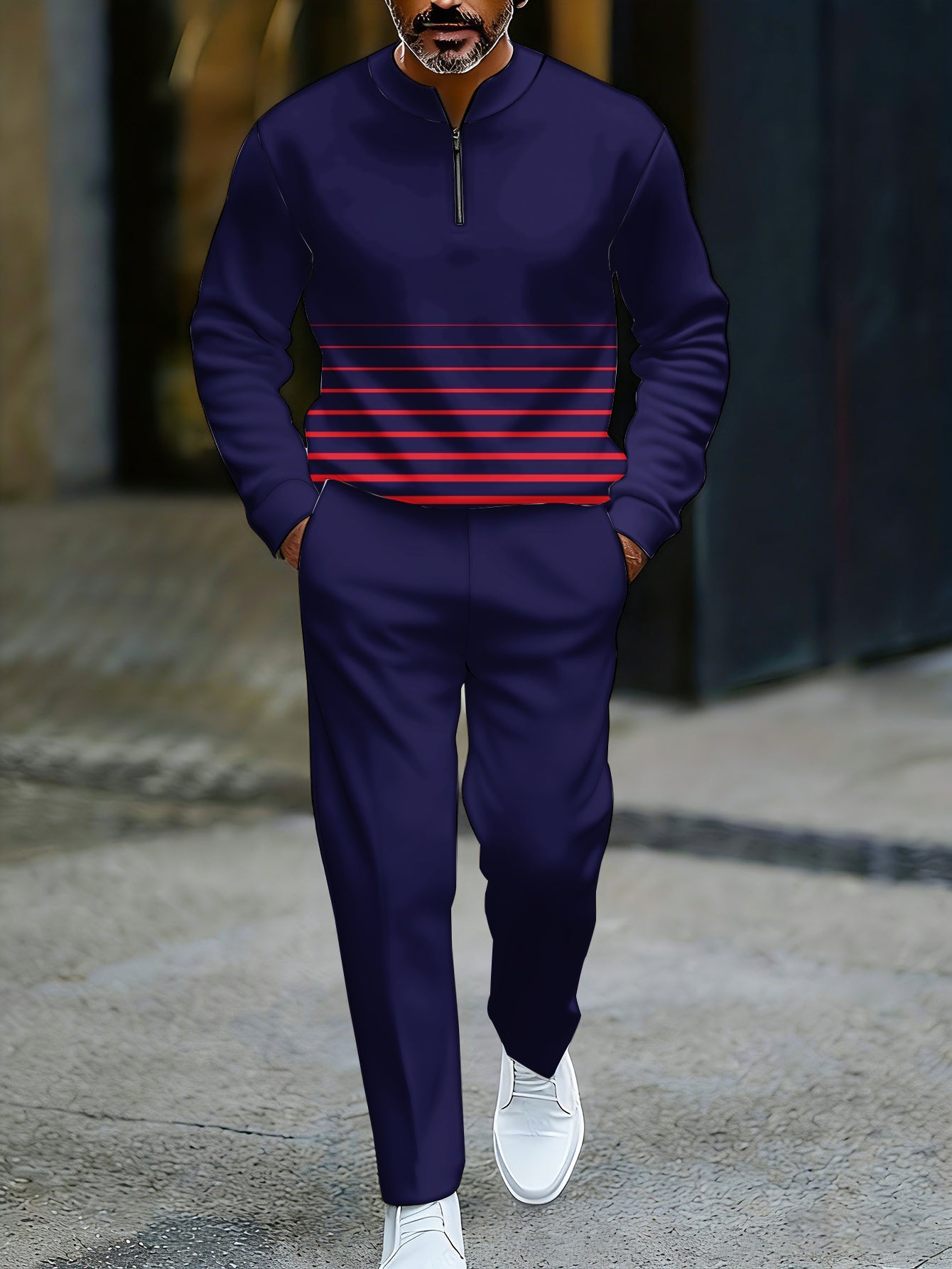 Herren Sportanzug Streifen Design