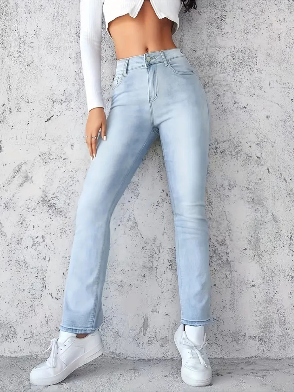 Damen Skinny Jeans Hellblau