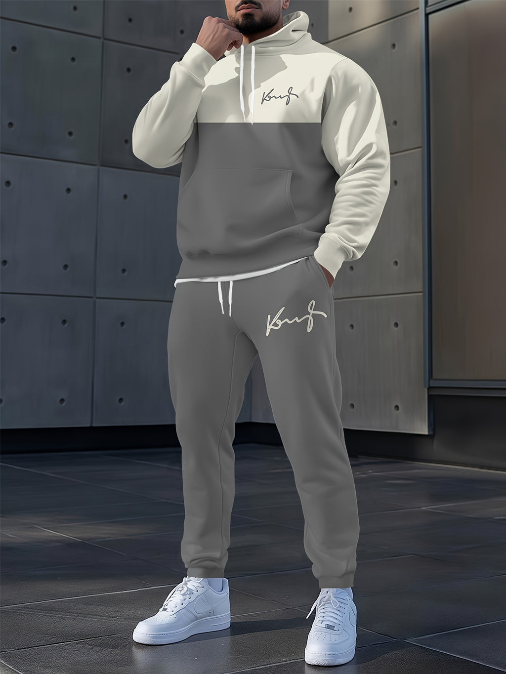 Herren Hoodie Jogger Set Grau