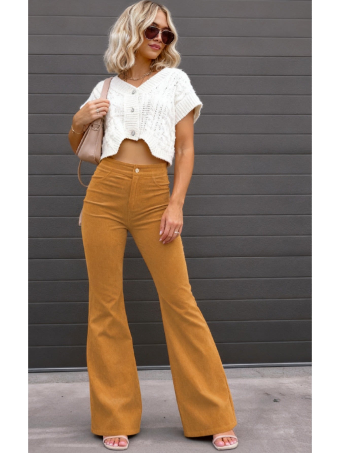 Damen Cordhose Slim Fit Flare