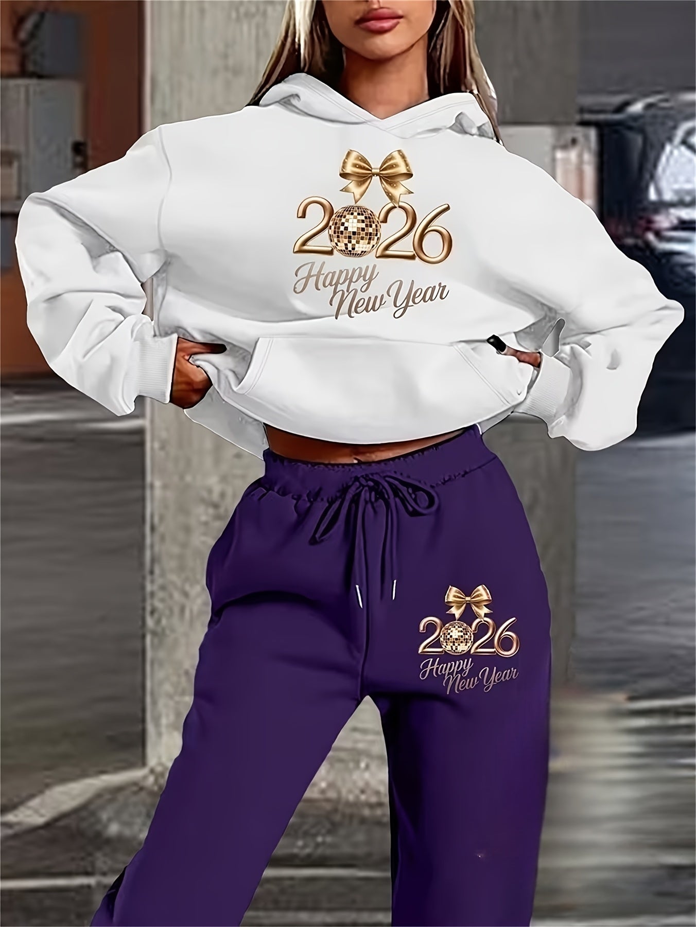 Damen Hoodie Hosen Set Print