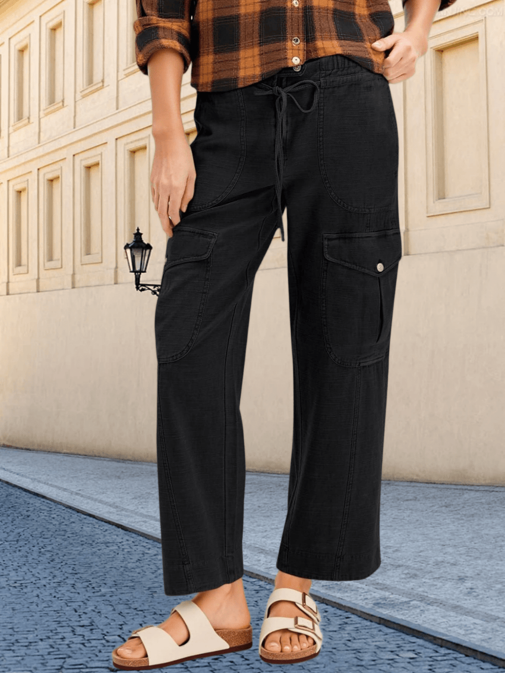Damen Cargo Hose Wide Leg
