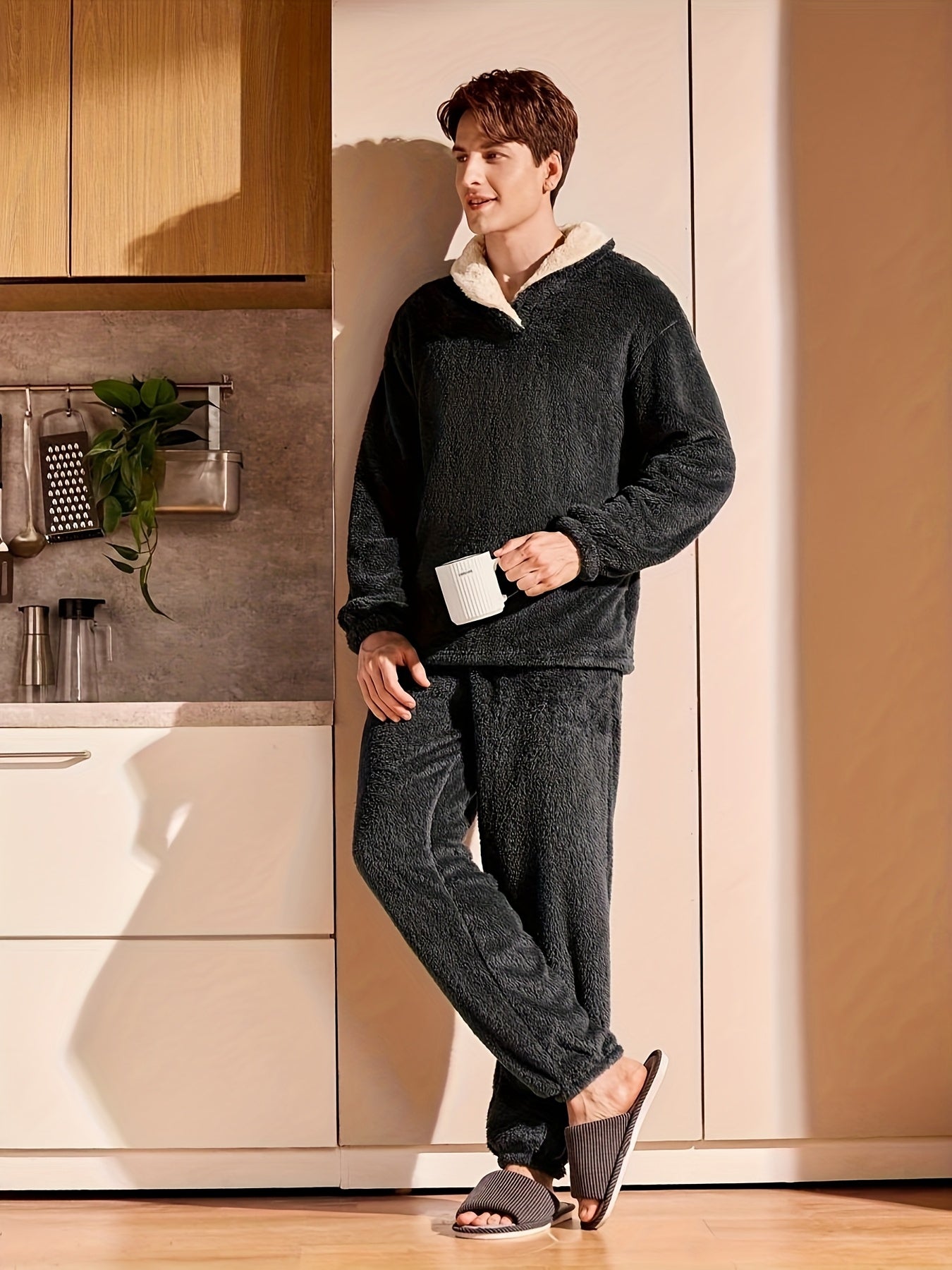 Herren Winter Pyjama Coral Fleece