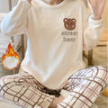 Damen Samt Pyjama Bär Kariert