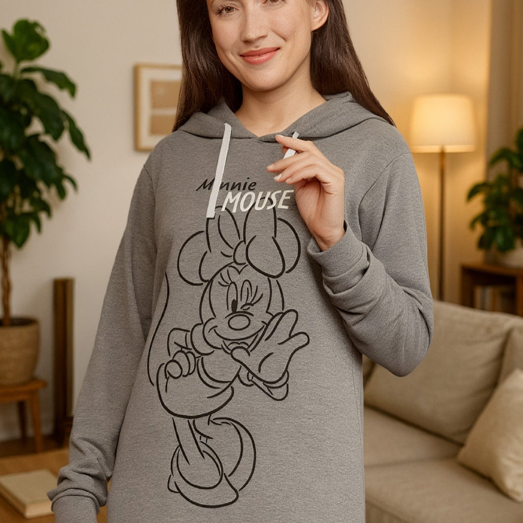 Damen Hoodie Kleid Minnie Maus