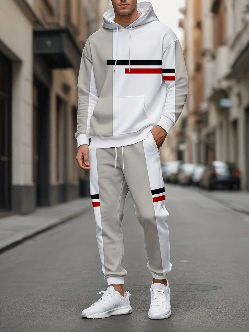 Herren Hoodie Set Geometrisch