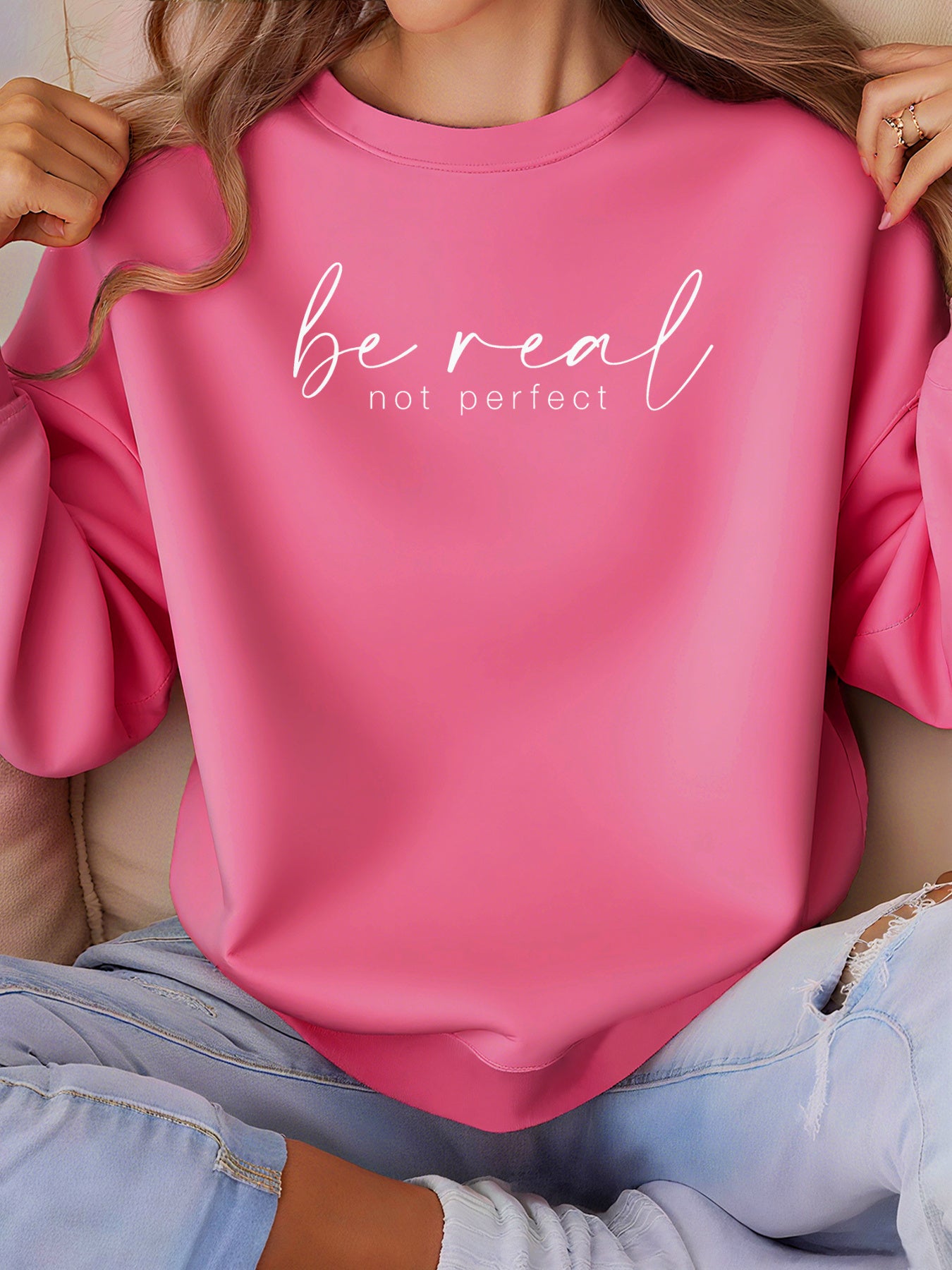 Damen Sweatshirt Rot Motivationsspruch