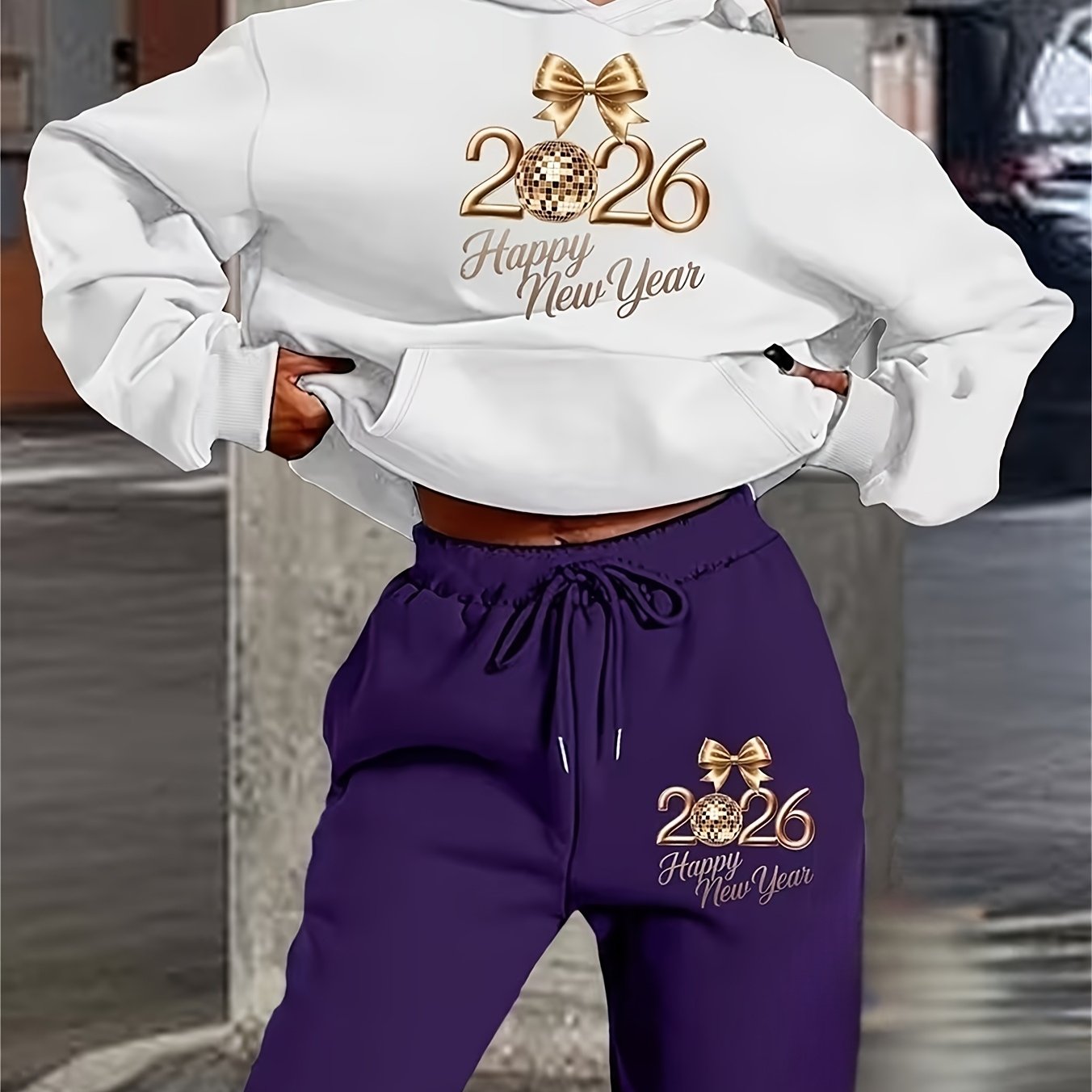 Damen Hoodie Hosen Set Print