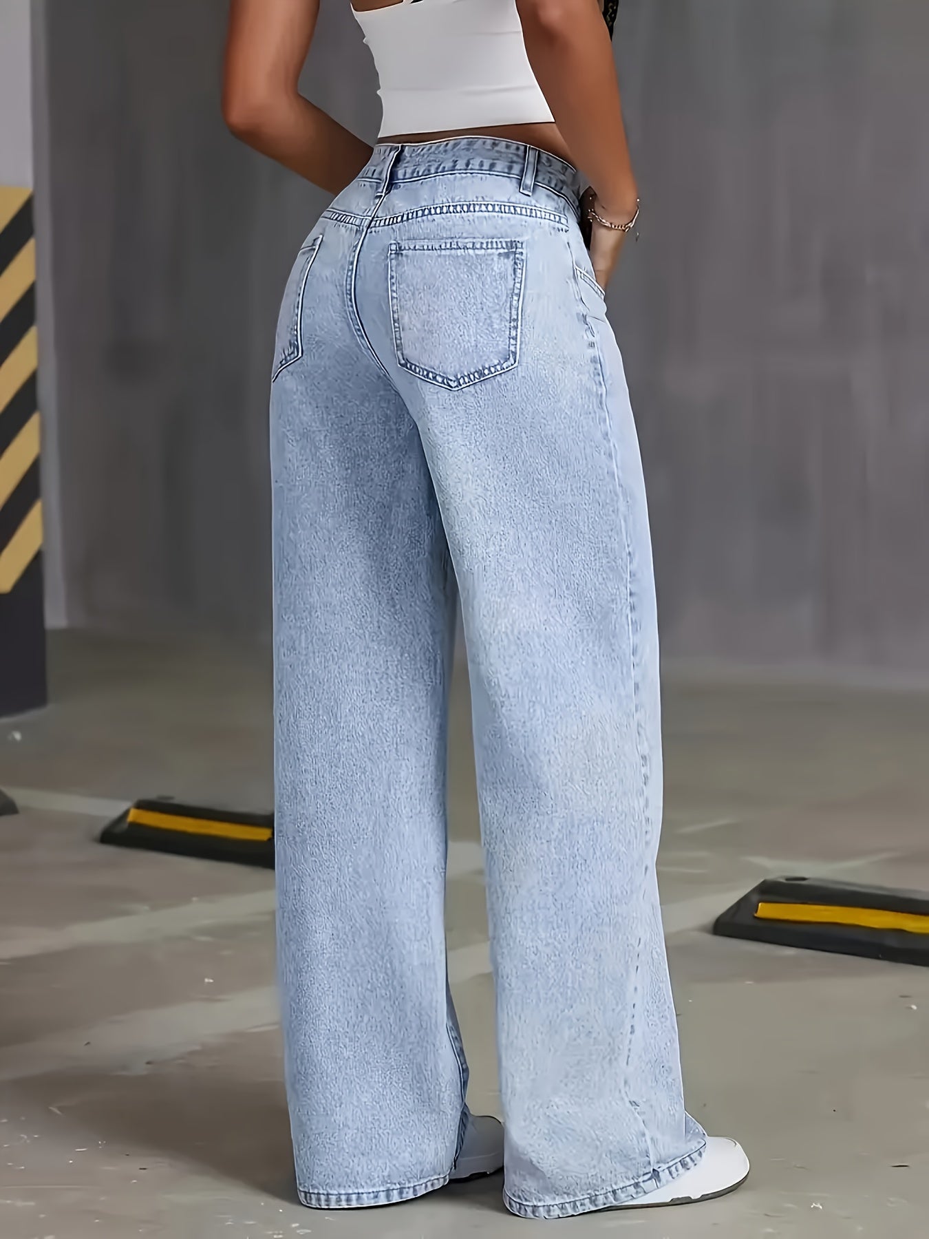 Damen Wide Leg Jeans Hellblau