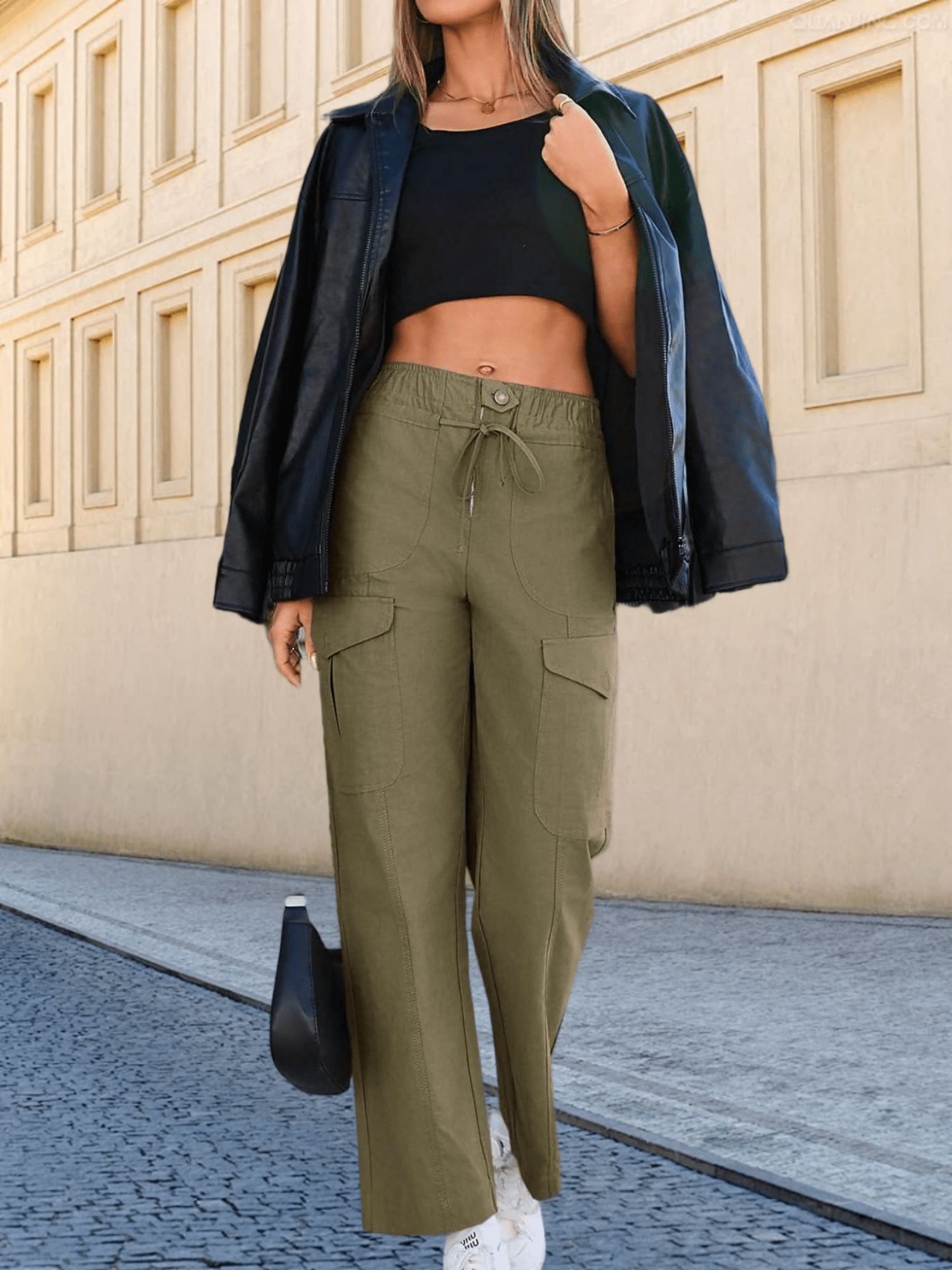 Damen Cargo Hose Wide Leg