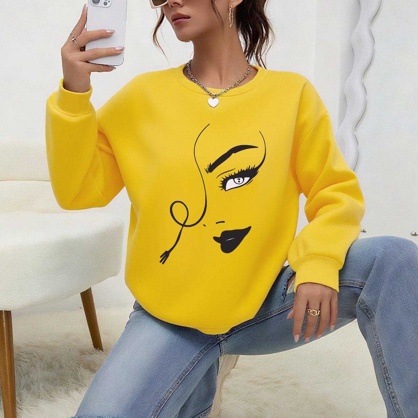 Damen Casual Hoodie Rundhals