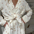 Damen Waffel Pyjama Herz Set