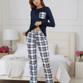 Damen Baumwoll Pyjama Kariert Set