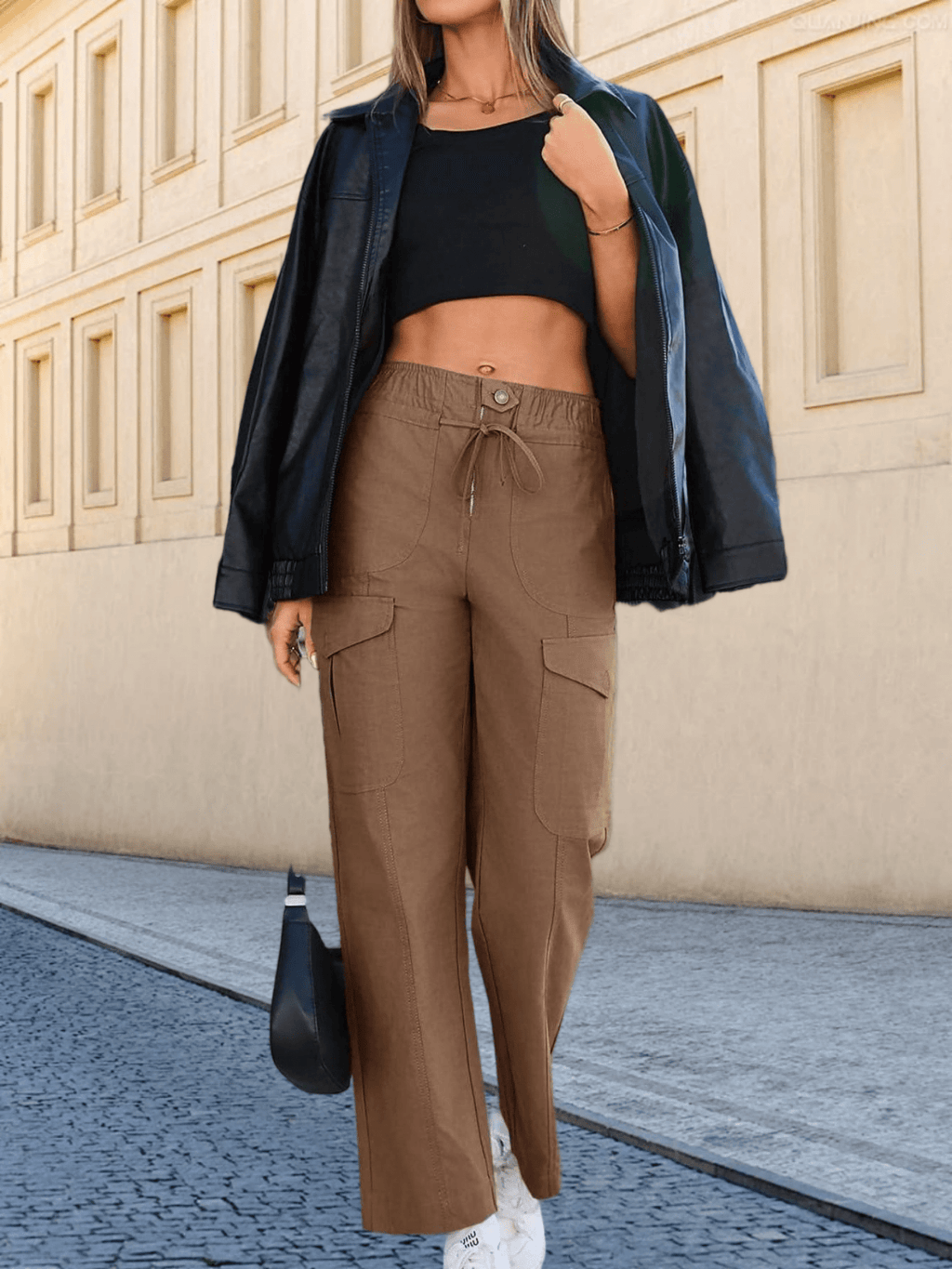 Damen Cargo Hose Wide Leg