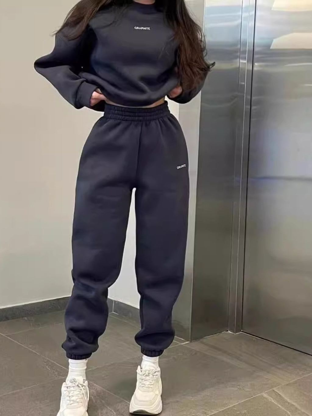 Damen Sweatshirt Set Buchstaben Elegant