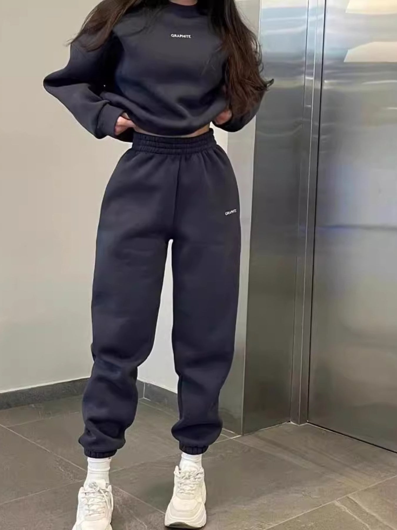 Damen Sweatshirt Set Buchstaben Elegant
