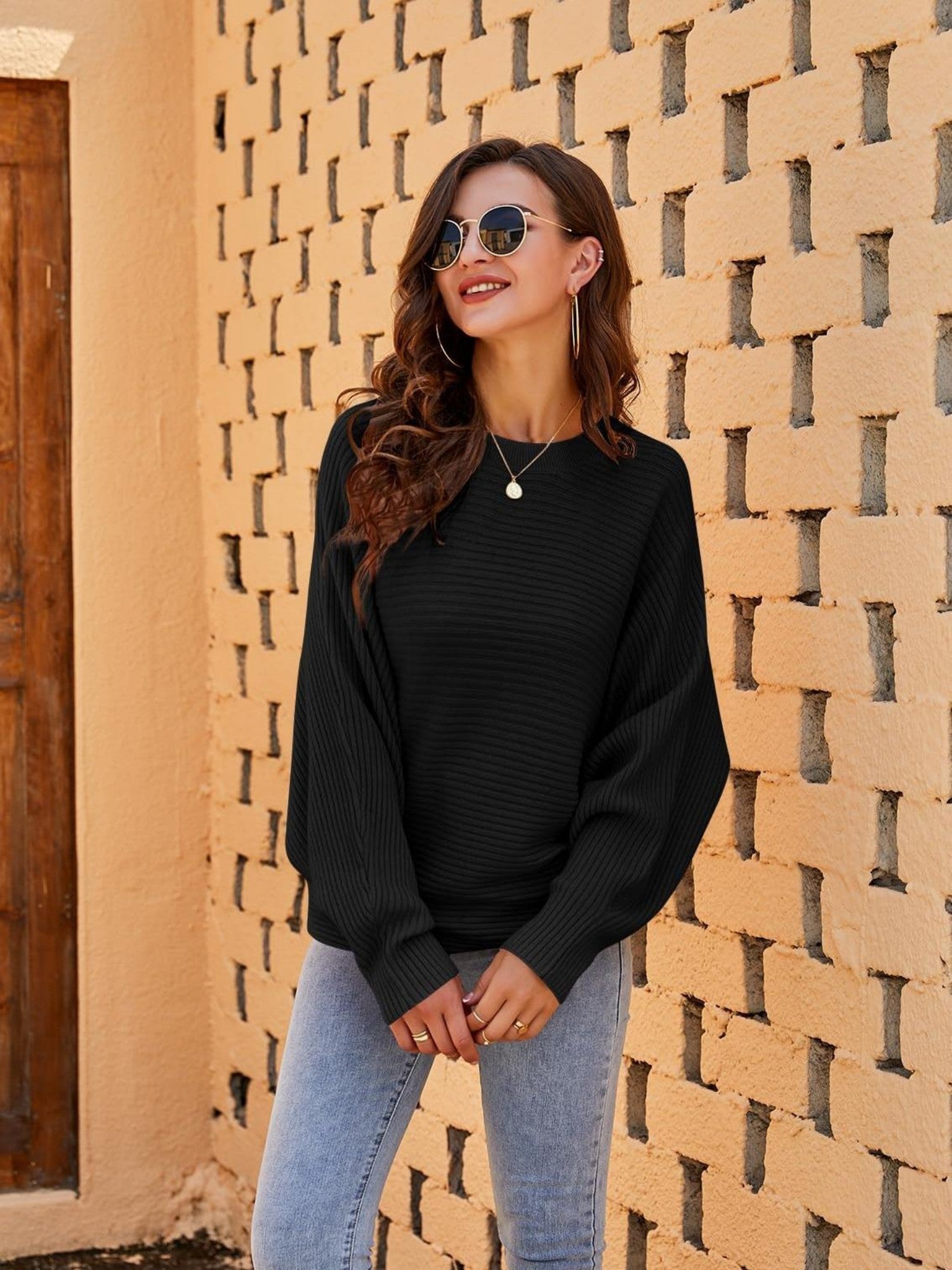 Damen Oversize Ripp Sweatshirt