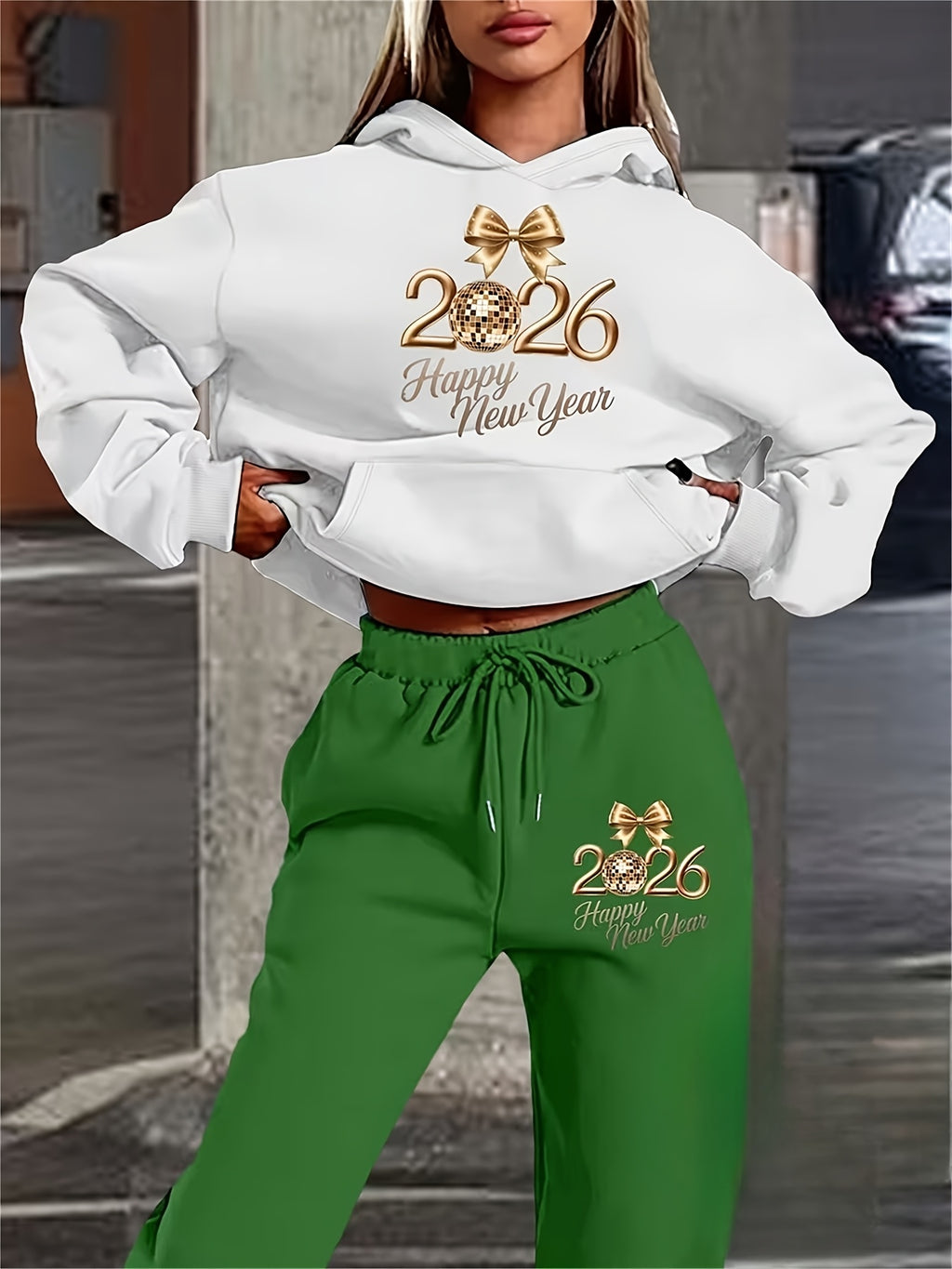 Damen Hoodie Hosen Set Print